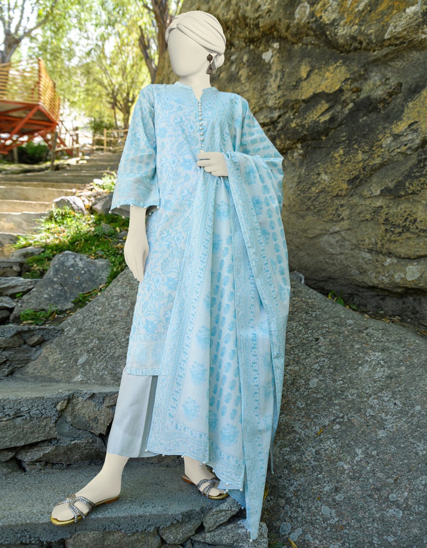 Grey Cambric Unstitched 3 Piece Dress | Jjls-W-Jwu-23-1790