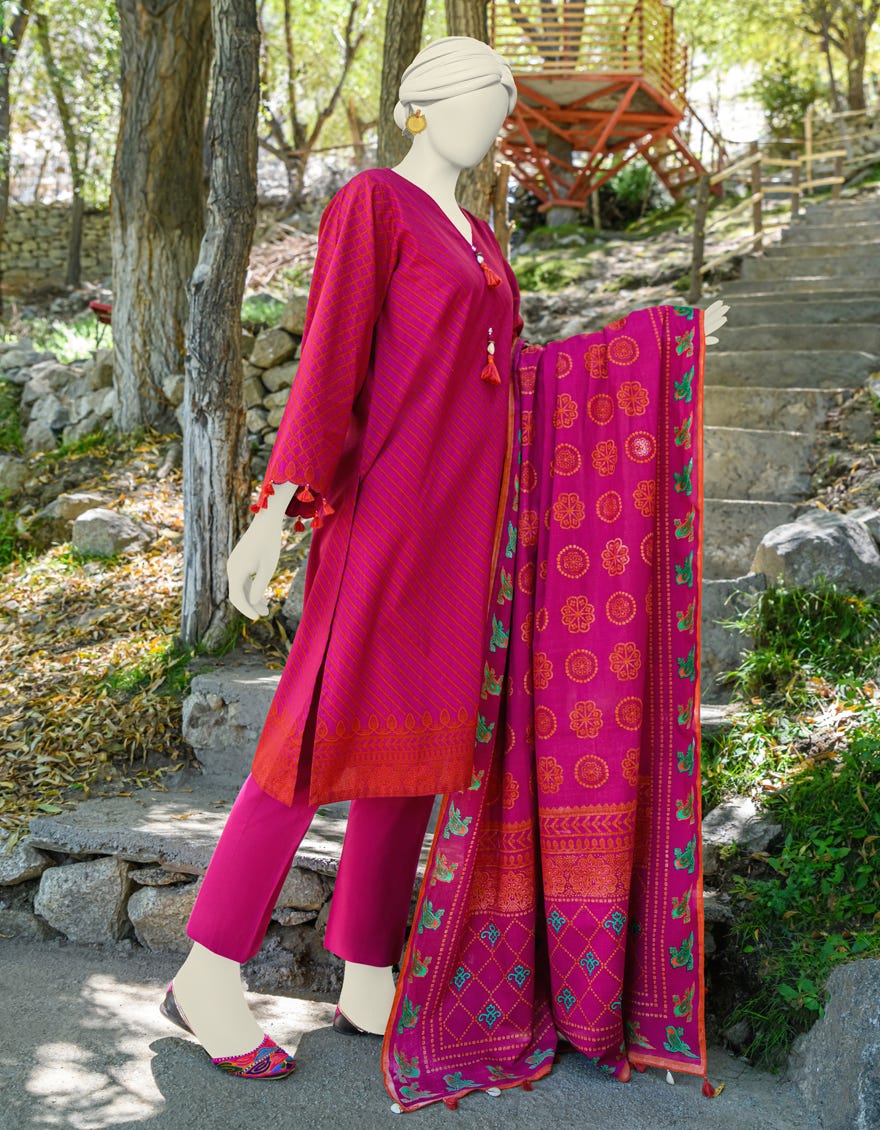Pink Cambric Unstitched 3 Piece Dress | Jjls-W-Jwu-23-1792