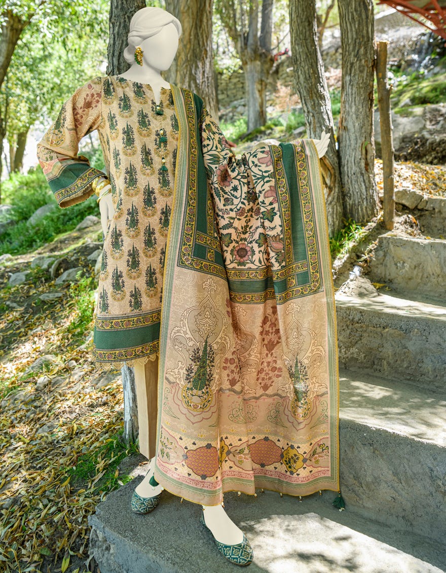 Multicolor Khaddar Unstitched 3 Piece Dress | Jjls-W-Jwu-23-1793
