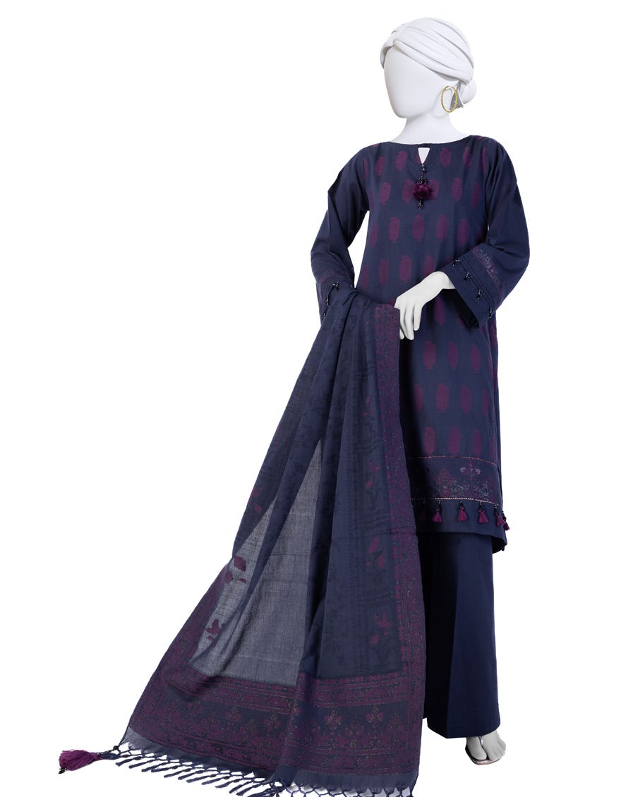 Multicolor Jacquard Unstitched 3 Piece Dress | Jjls-W-Jwu-23-1812