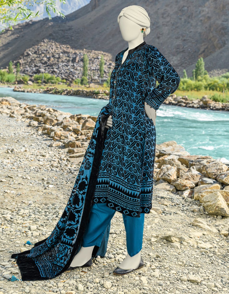 Blue Palachi Unstitched 3 Piece Dress | Jjls-W-Jwu-23-1833