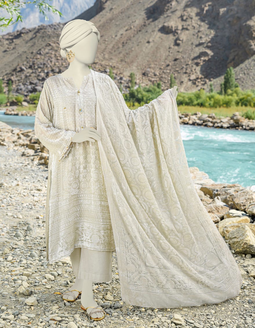 White Palachi Unstitched 3 Piece Dress | Jjls-W-Jwu-23-1834