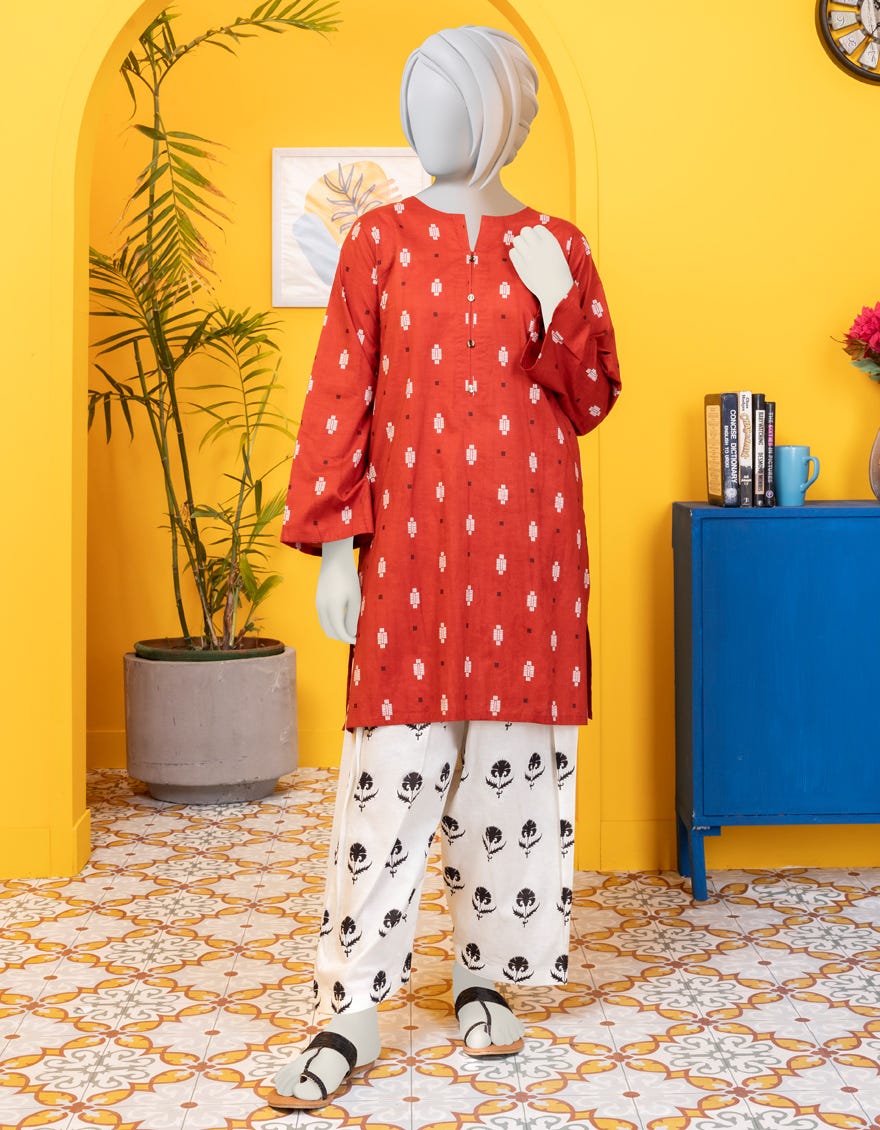 Red Liminal 2 Piece Stitched Dress | Jygk-S-Jwt-24-3200