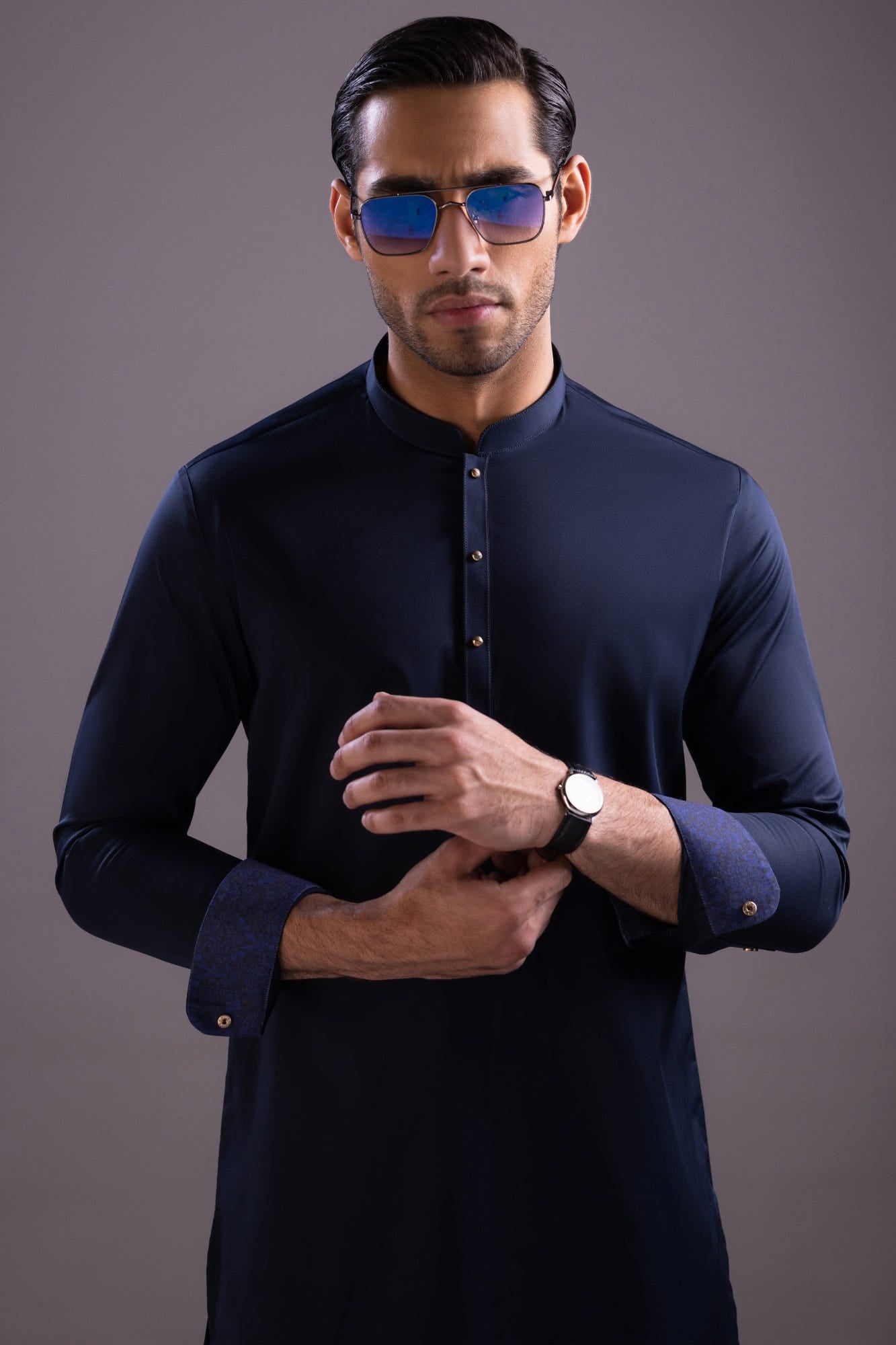 Kingstone - Navy Blue Cotton Kurta Pajama