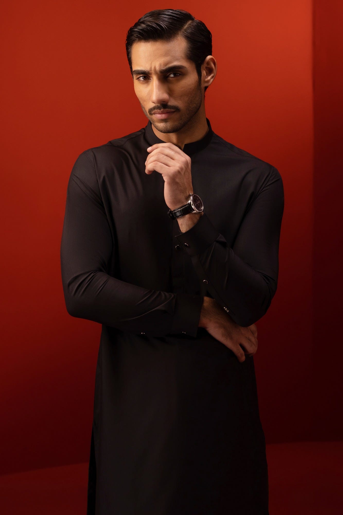 Konya - Black Blended Kameez Shalwar