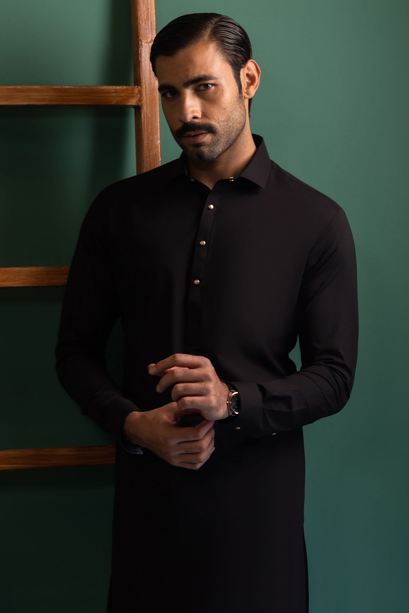 Latvia - Black Blended Kameez Shalwar
