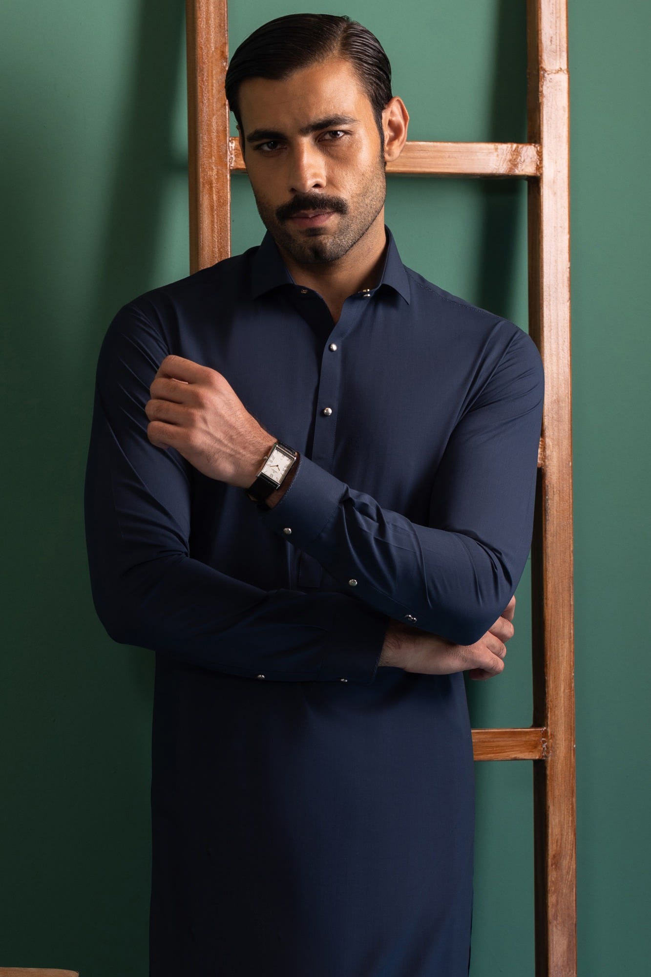 Latvia - Marled Blue Blended Kameez Shalwar