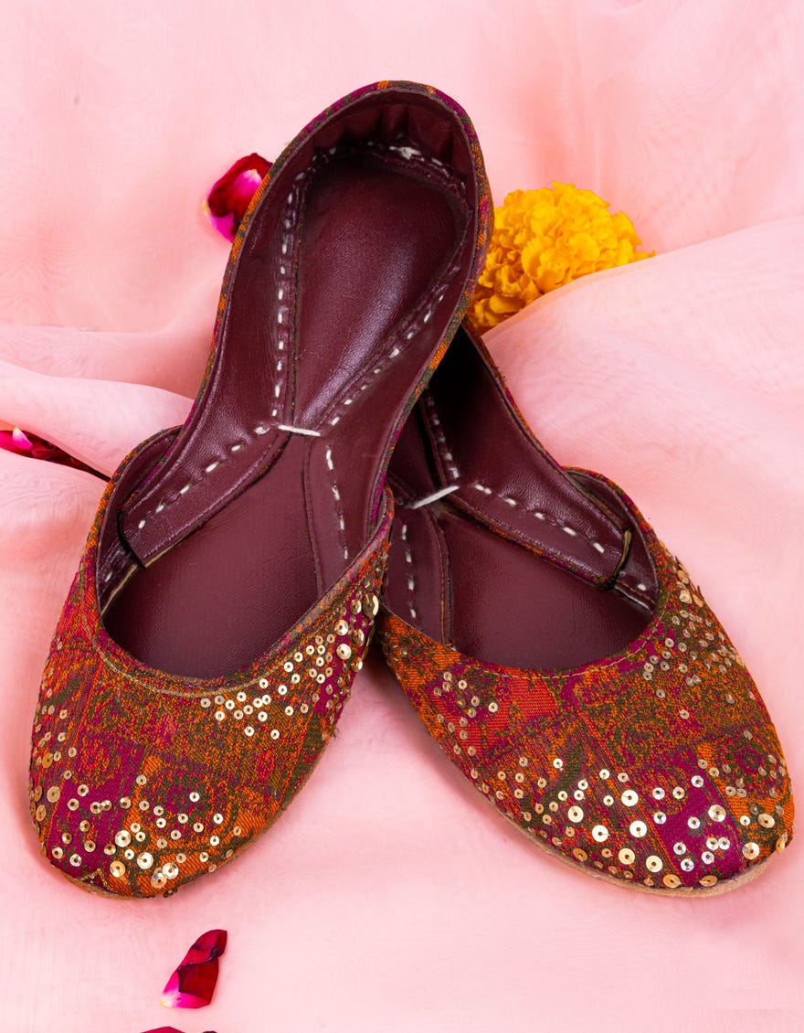 Maroon Jamawar Khussa | Jj-Lkh-23-020