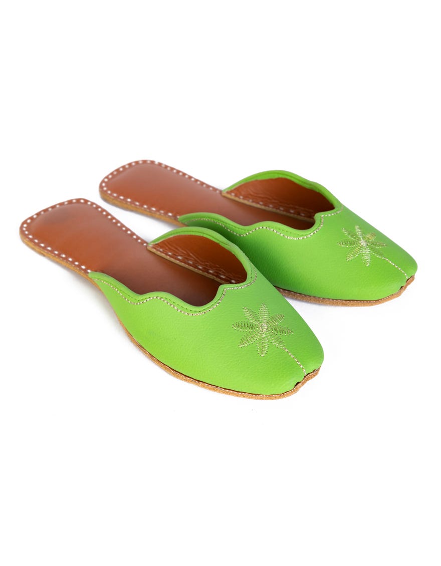 Green Rexine Khussa | Jj-Lkh-23-288 Fb