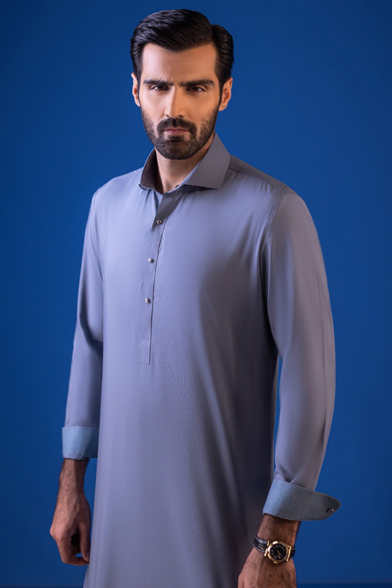 Maamba - Forest Grey Blended Kameez Shalwar
