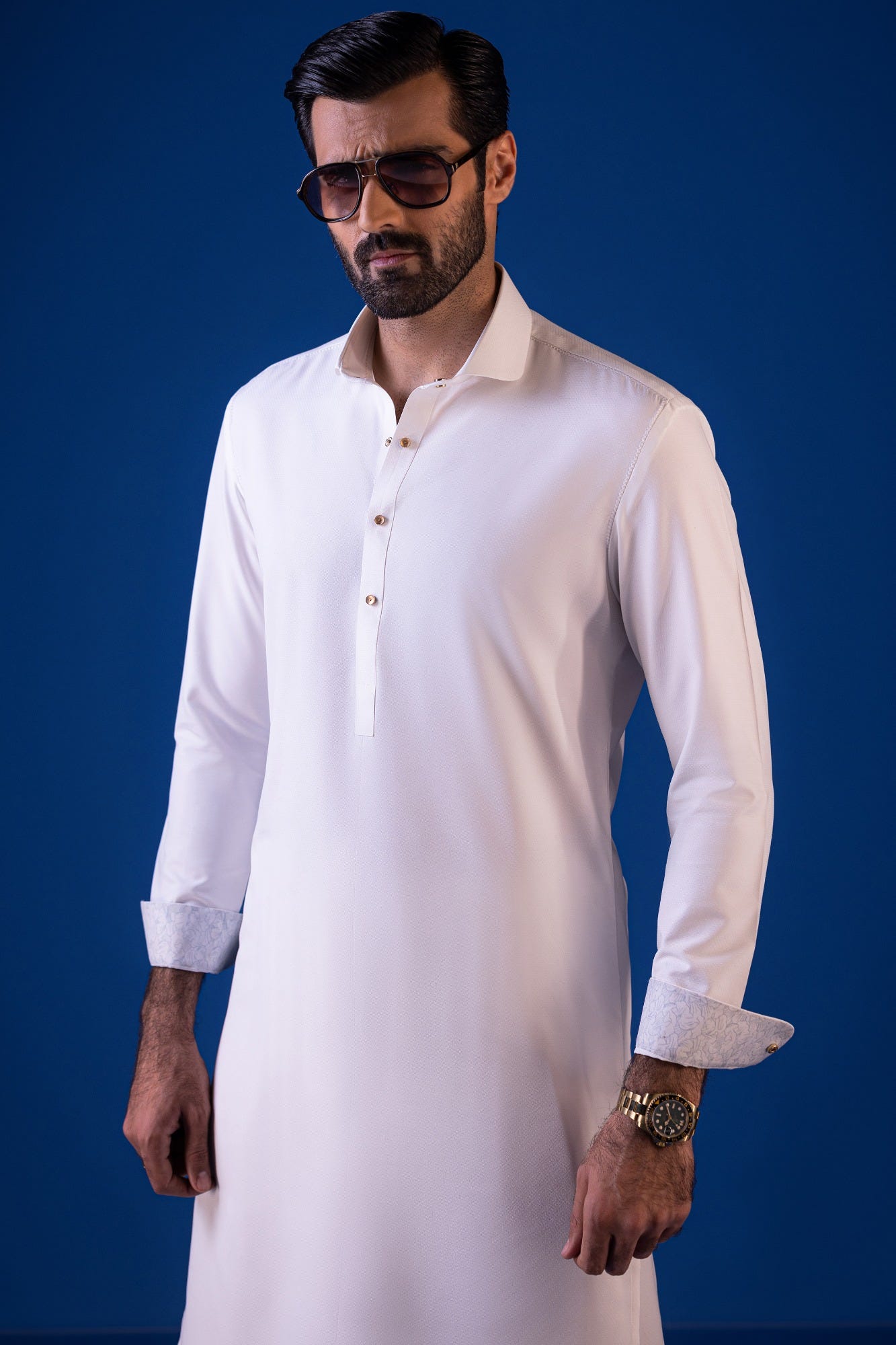 Maldives - White Blended Kameez Shalwar