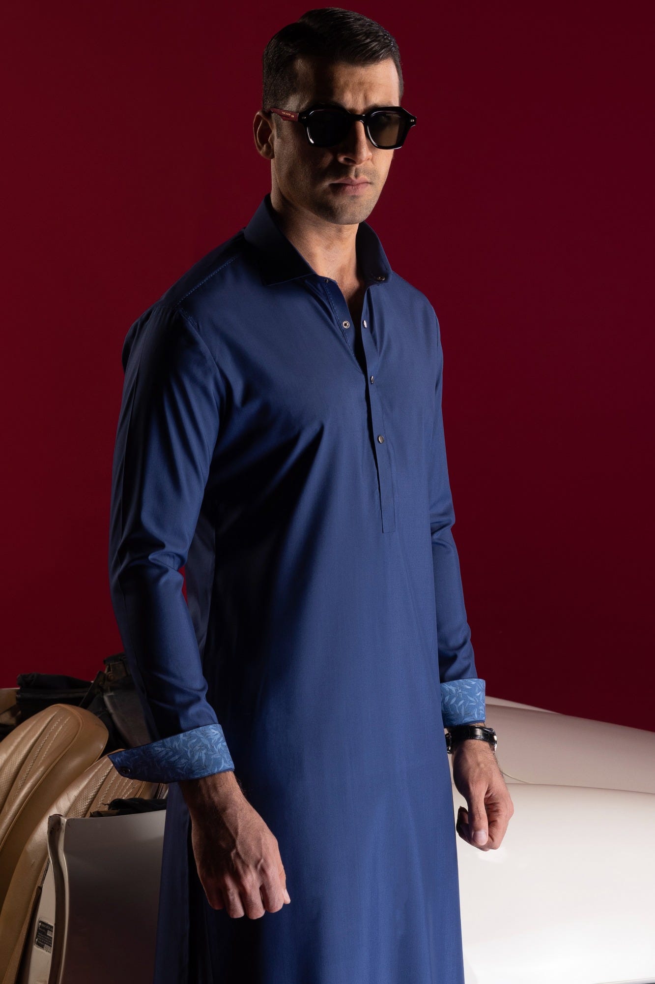 Mauritius - Royal Blue Blended Kameez Shalwar