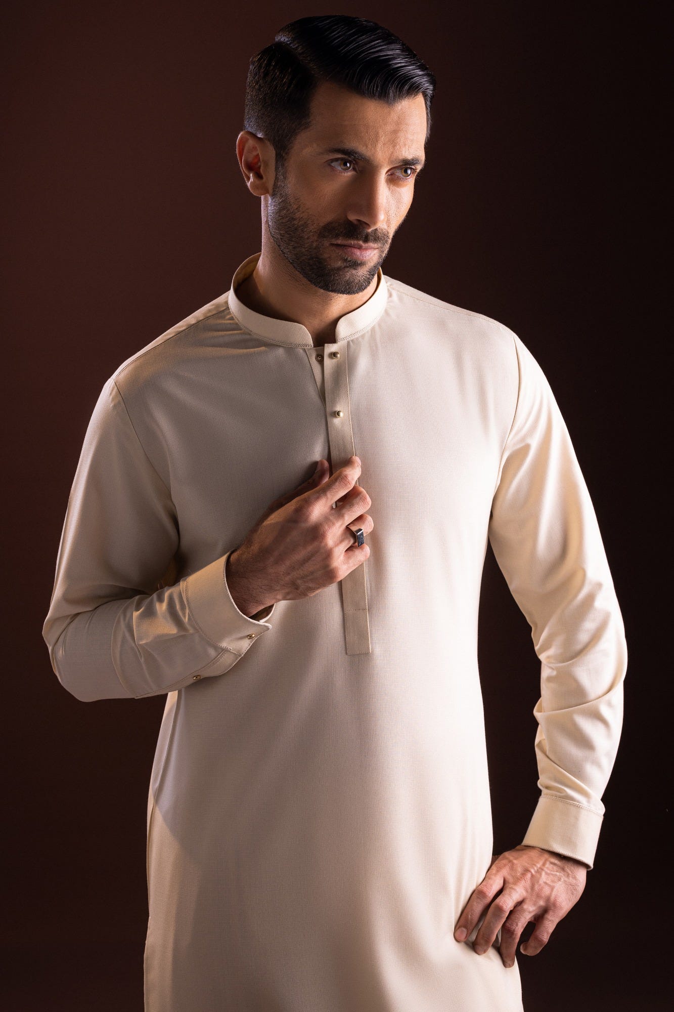 Mendoza - Beige Blended Exclusive Kameez Shalwar