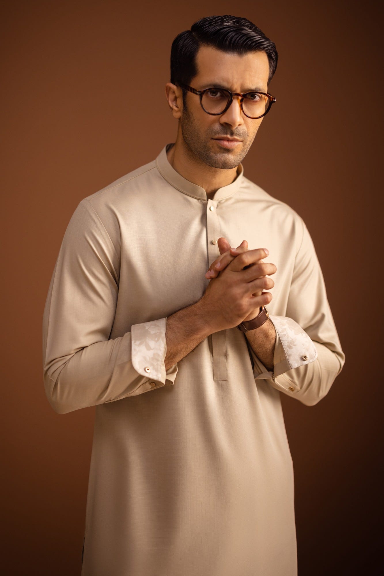 Mendoza - Light Khaki Blended Exclusive Kameez Shalwar