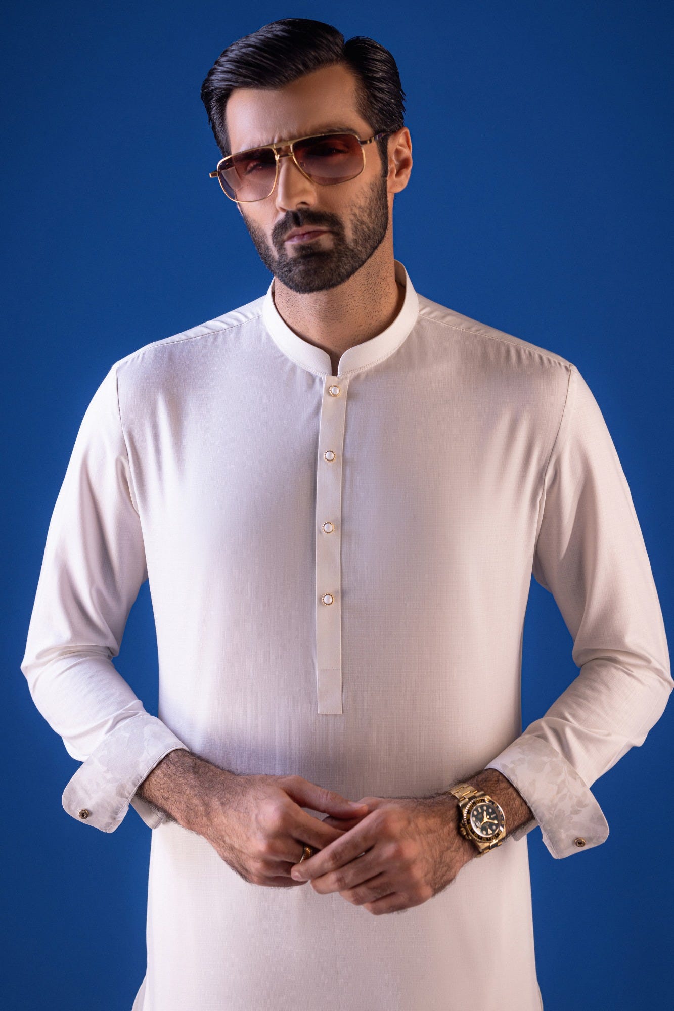 Mendoza - Off White Blended Exclusive Kameez Shalwar