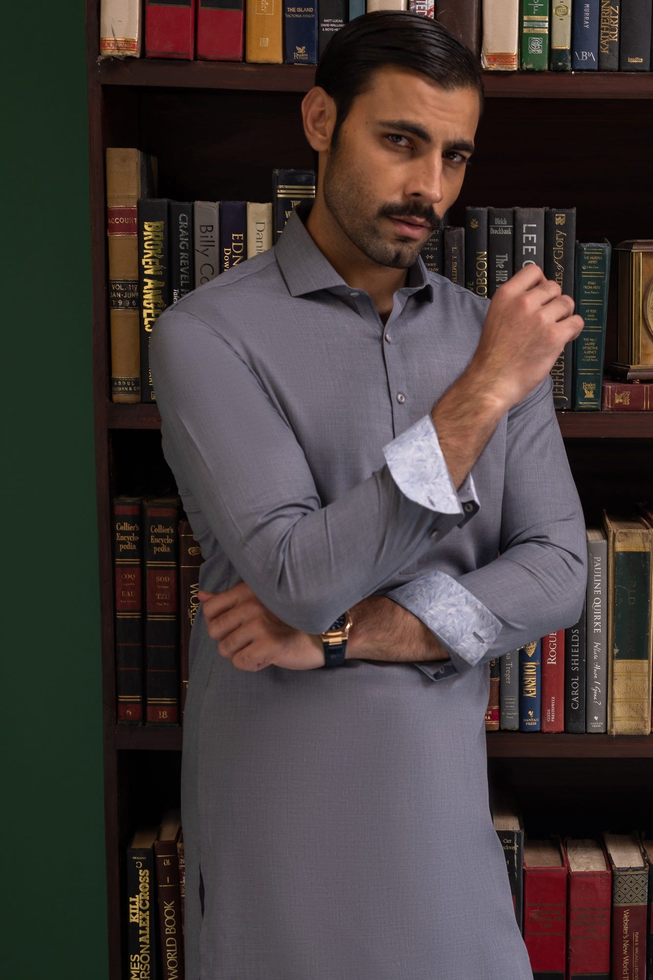 Monaco - Stone Grey Blended Kameez Shalwar