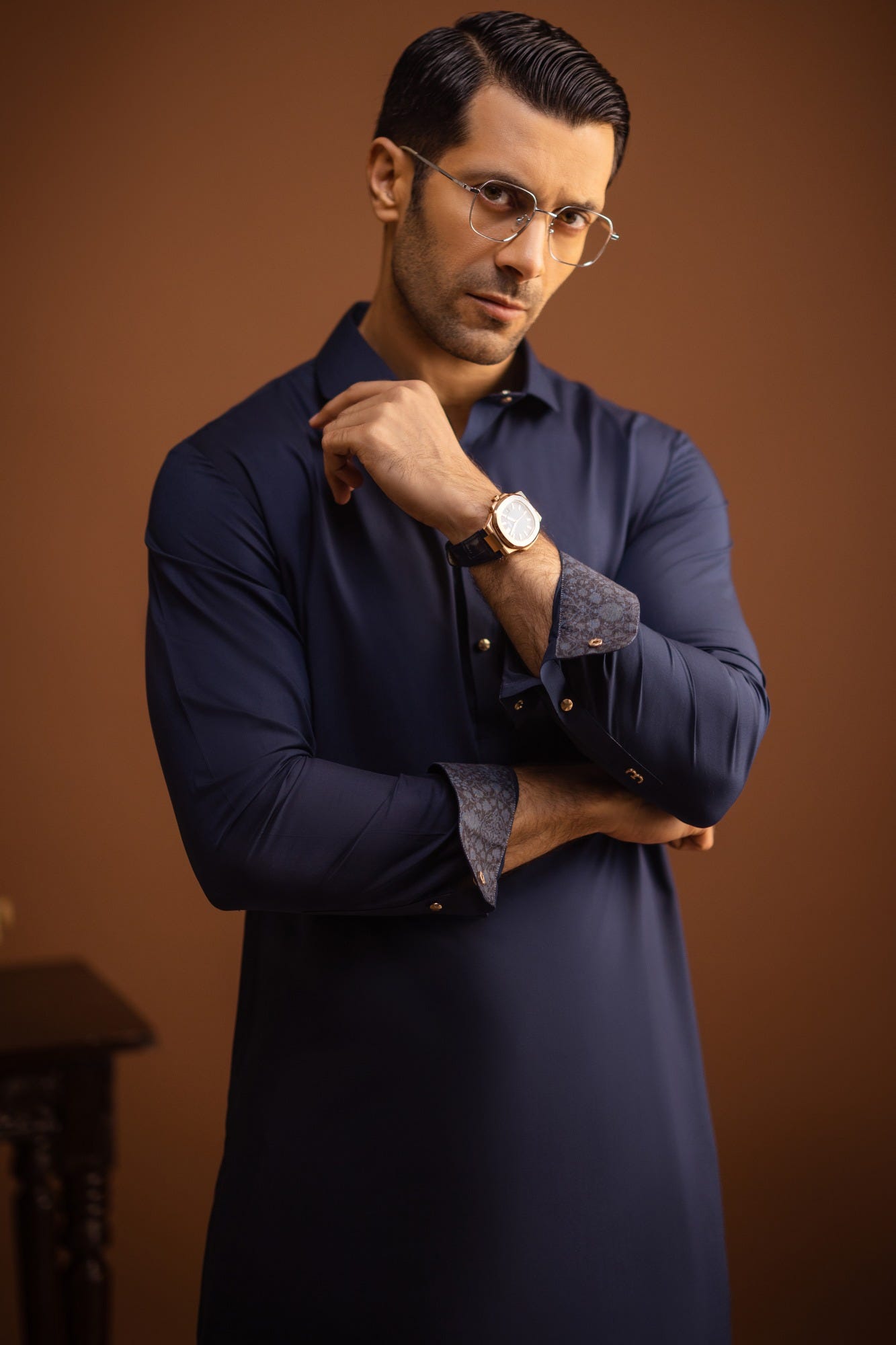Morocco - Navy Blended Kameez Shalwar