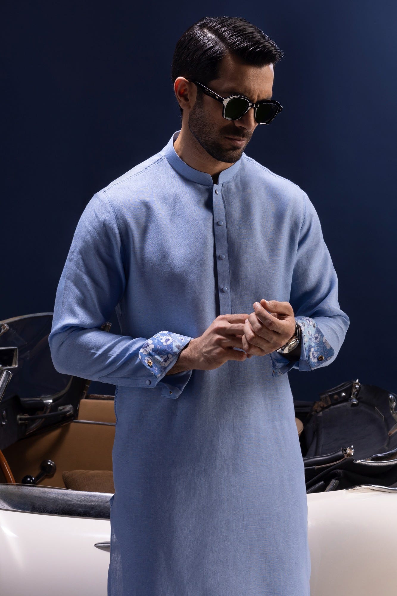 Nancy - Sky Linen Kurta Trouser