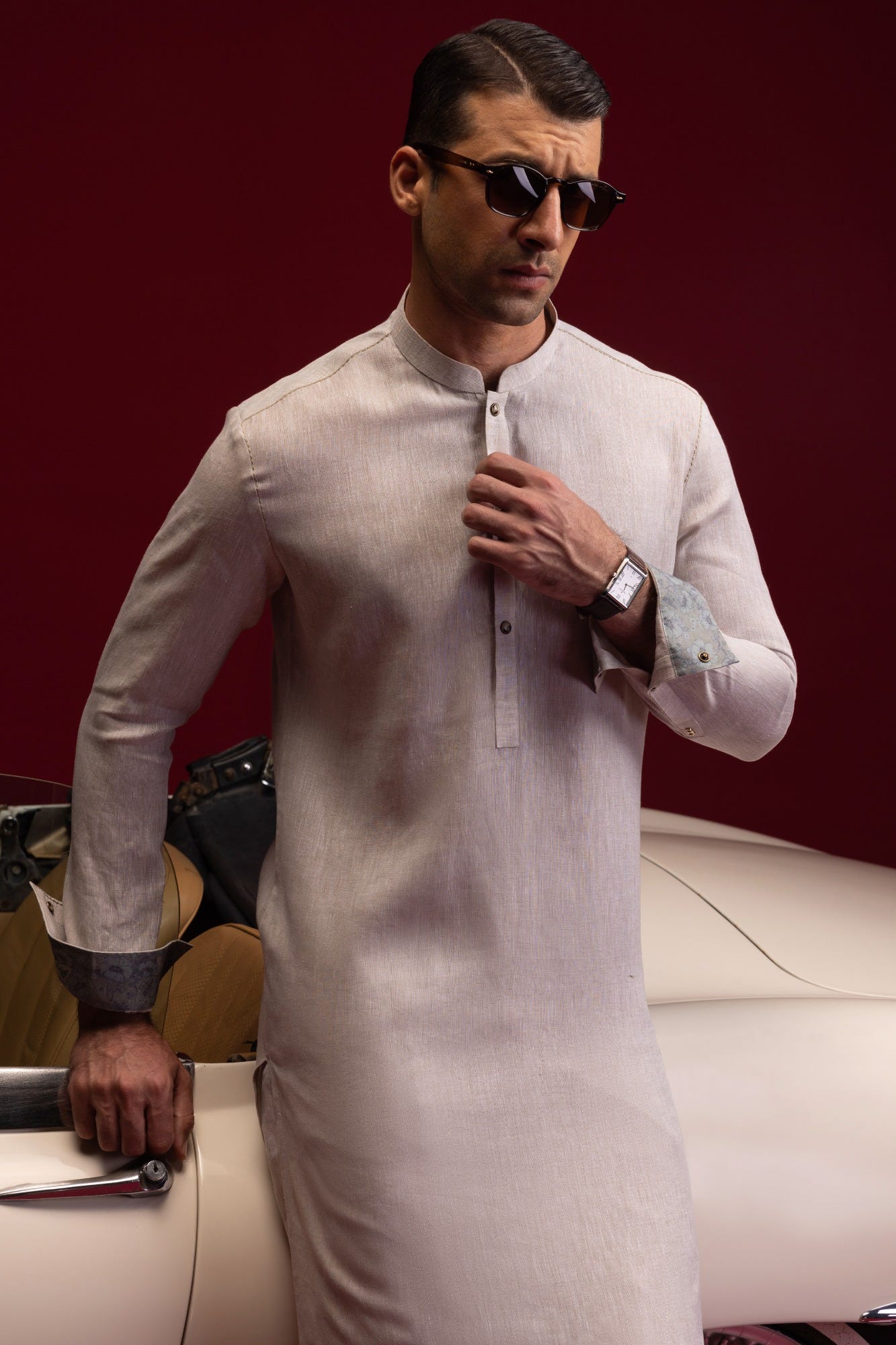 Nice - Sand Linen Kurta Trouser