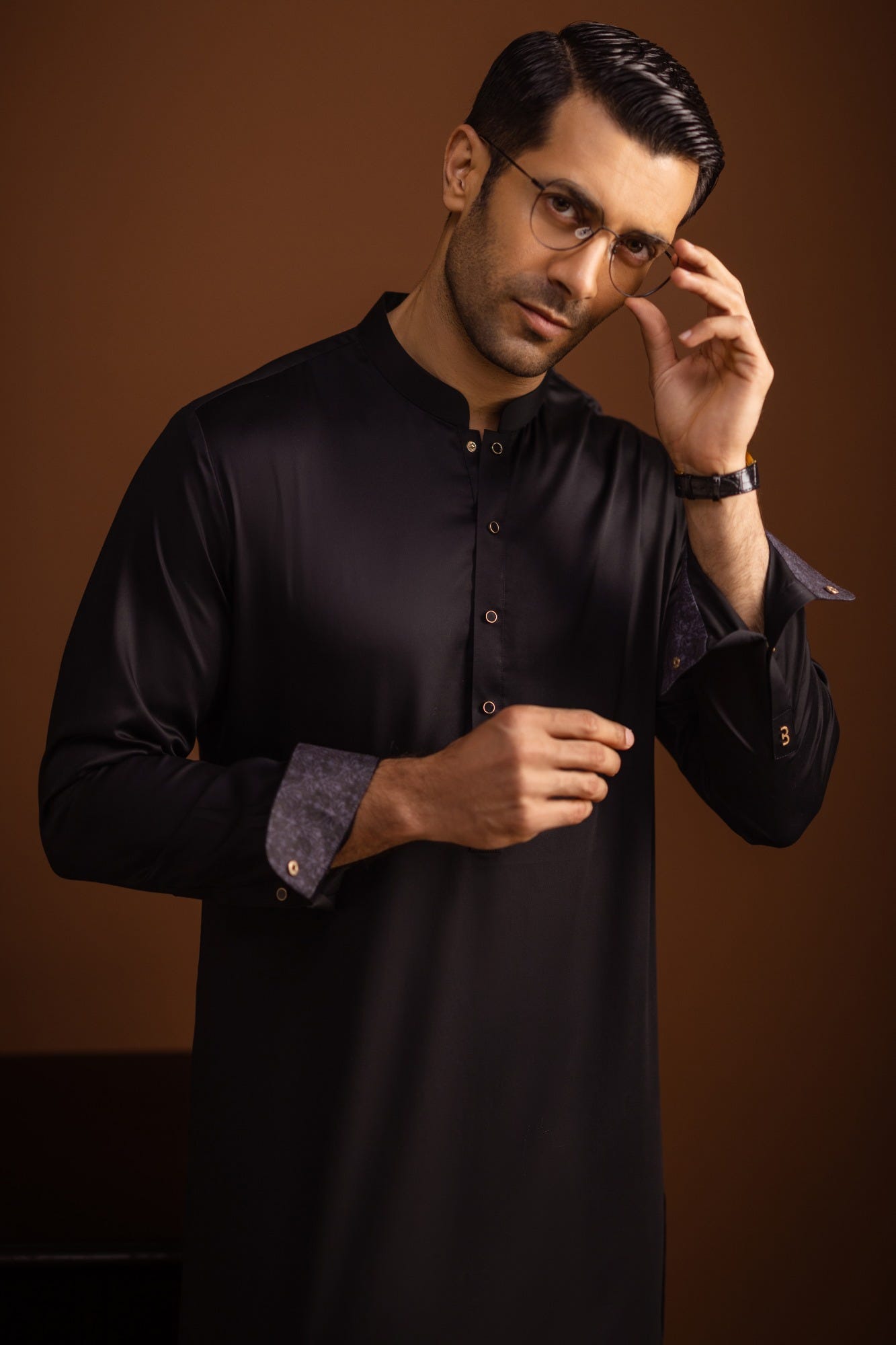 Niscosia - Black Cotton Kurta Pajama