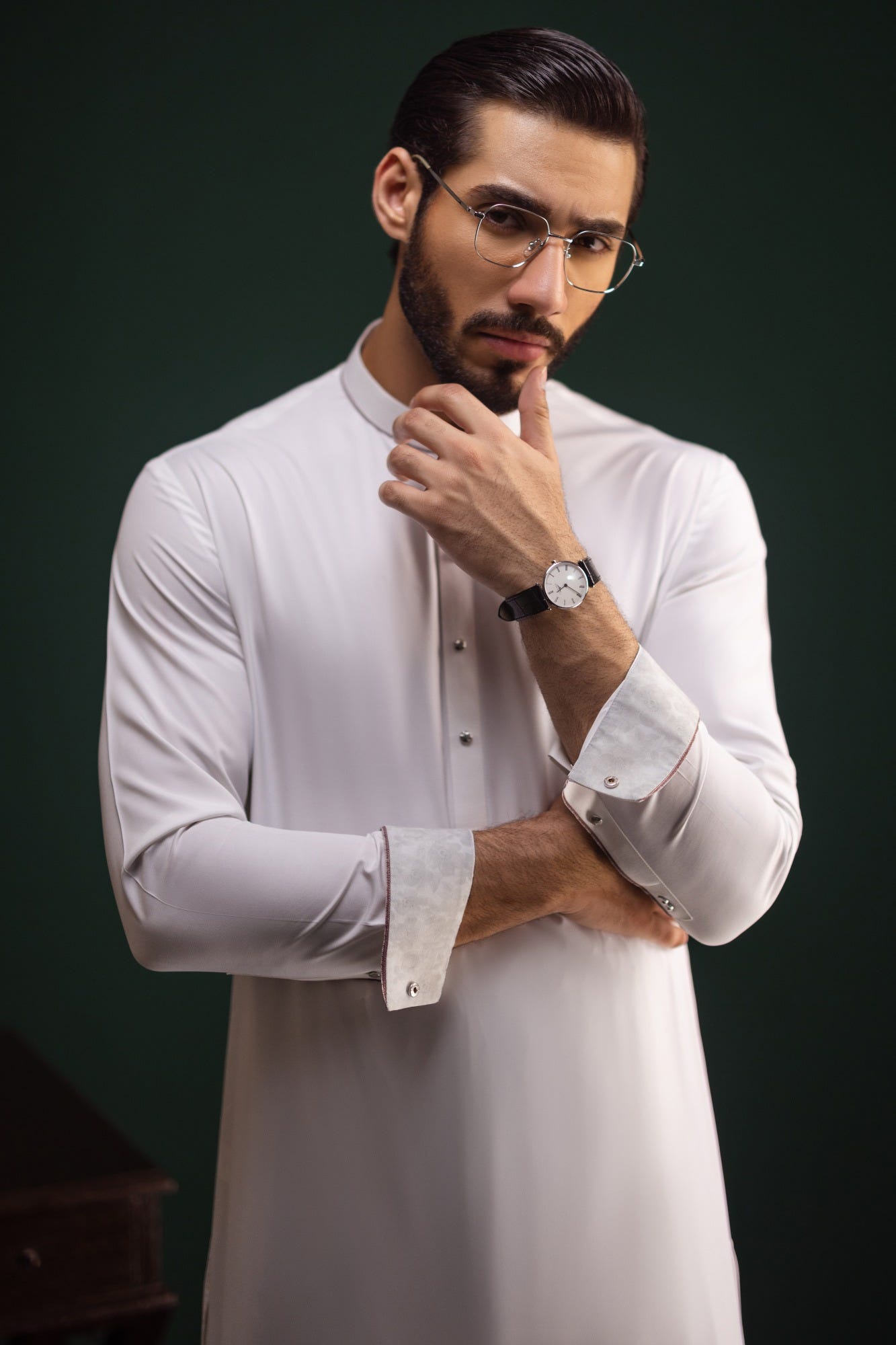 Noorvik - White Blended Kameez Shalwar