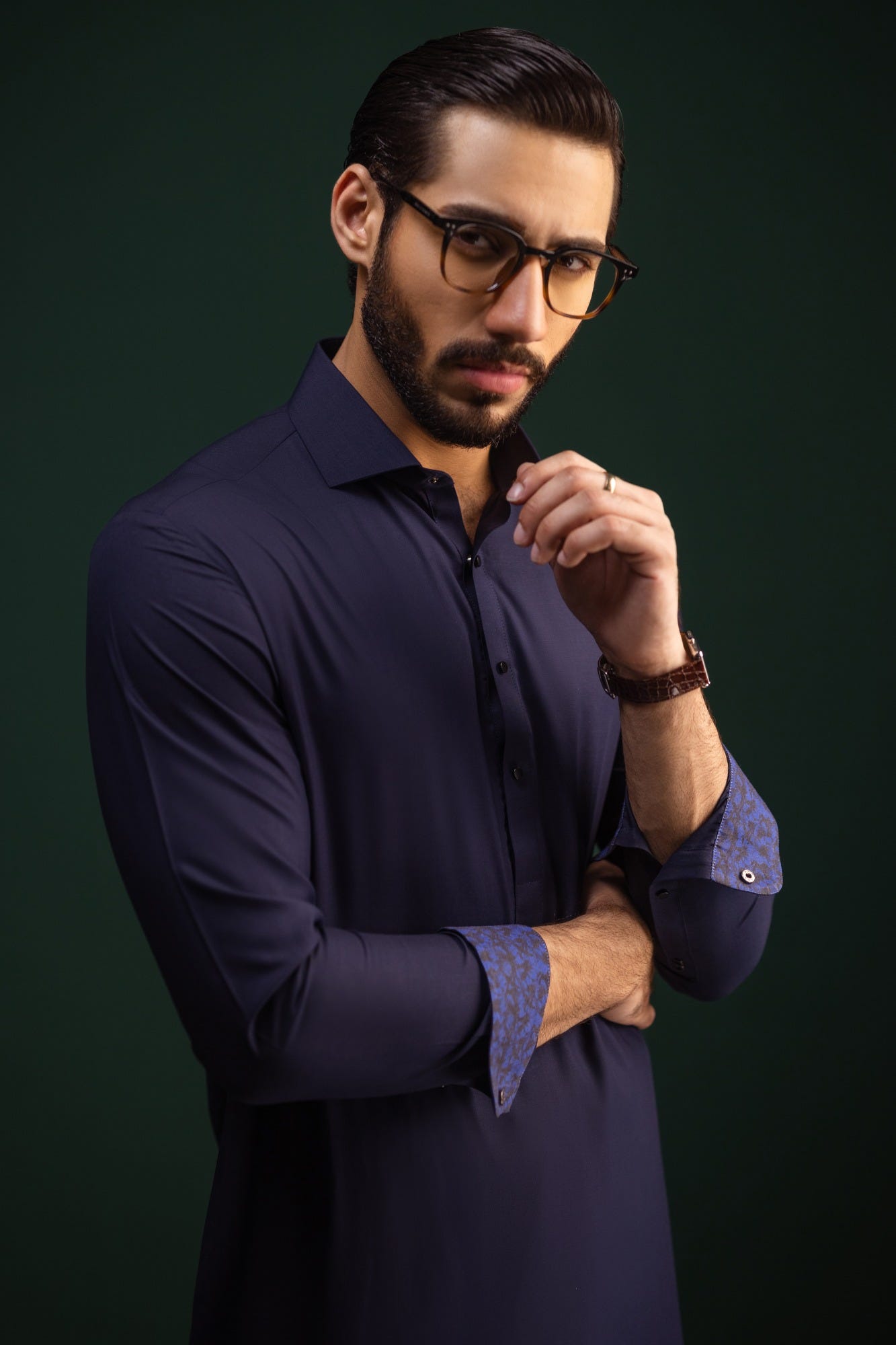 Olinda - Navy Blended Kameez Shalwar