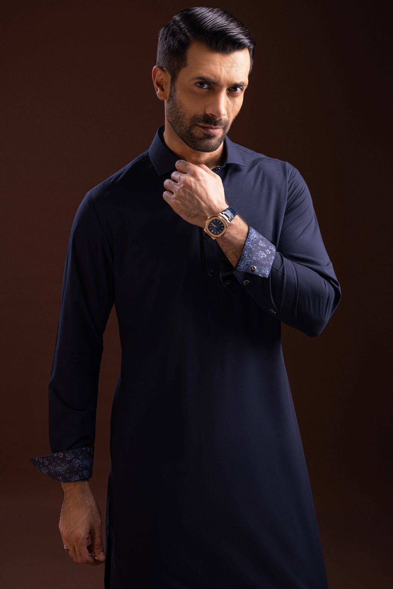 Olympia - Navy Blended Kameez Shalwar