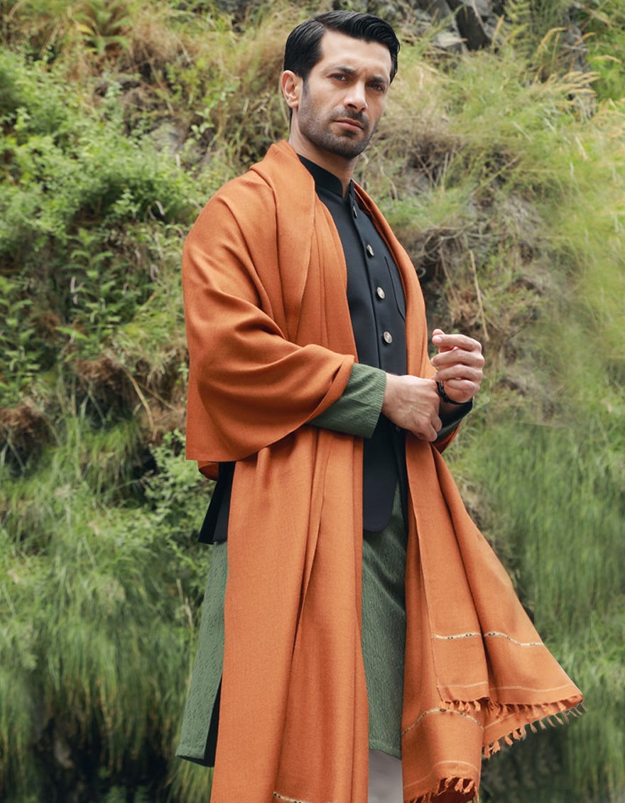 Rust Men Shawl | Jjid-Shawl-9196