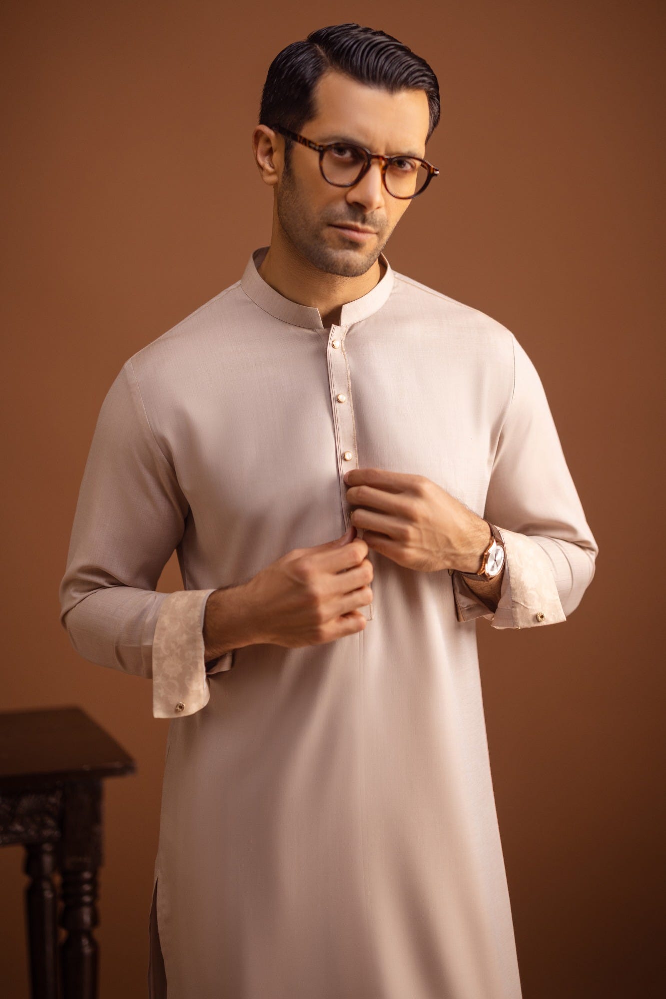 Perth - Fawn Blended Kameez Shalwar