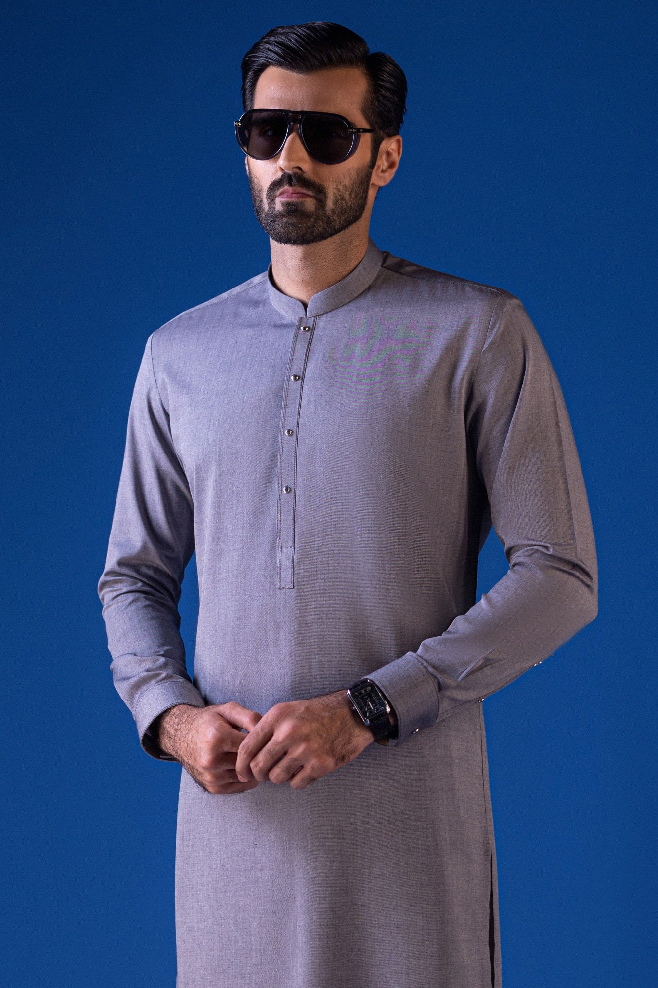 Perth - Light Grey Blended Kameez Shalwar