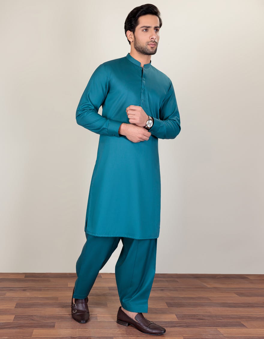 Pine Green Cotton Unstitched Kameez Shalwar Fabric | Jjms-2229