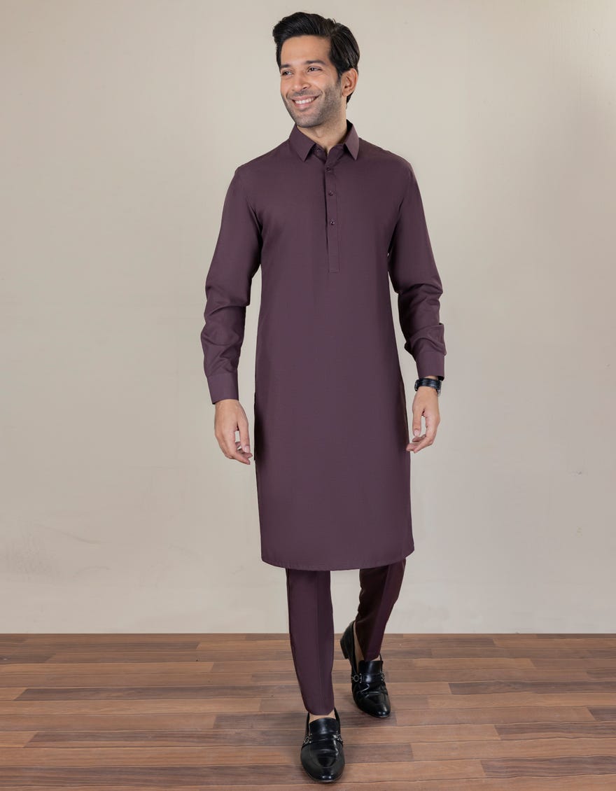 Plum Blended Unstitched Kameez Shalwar Fabric | Jjms-2216