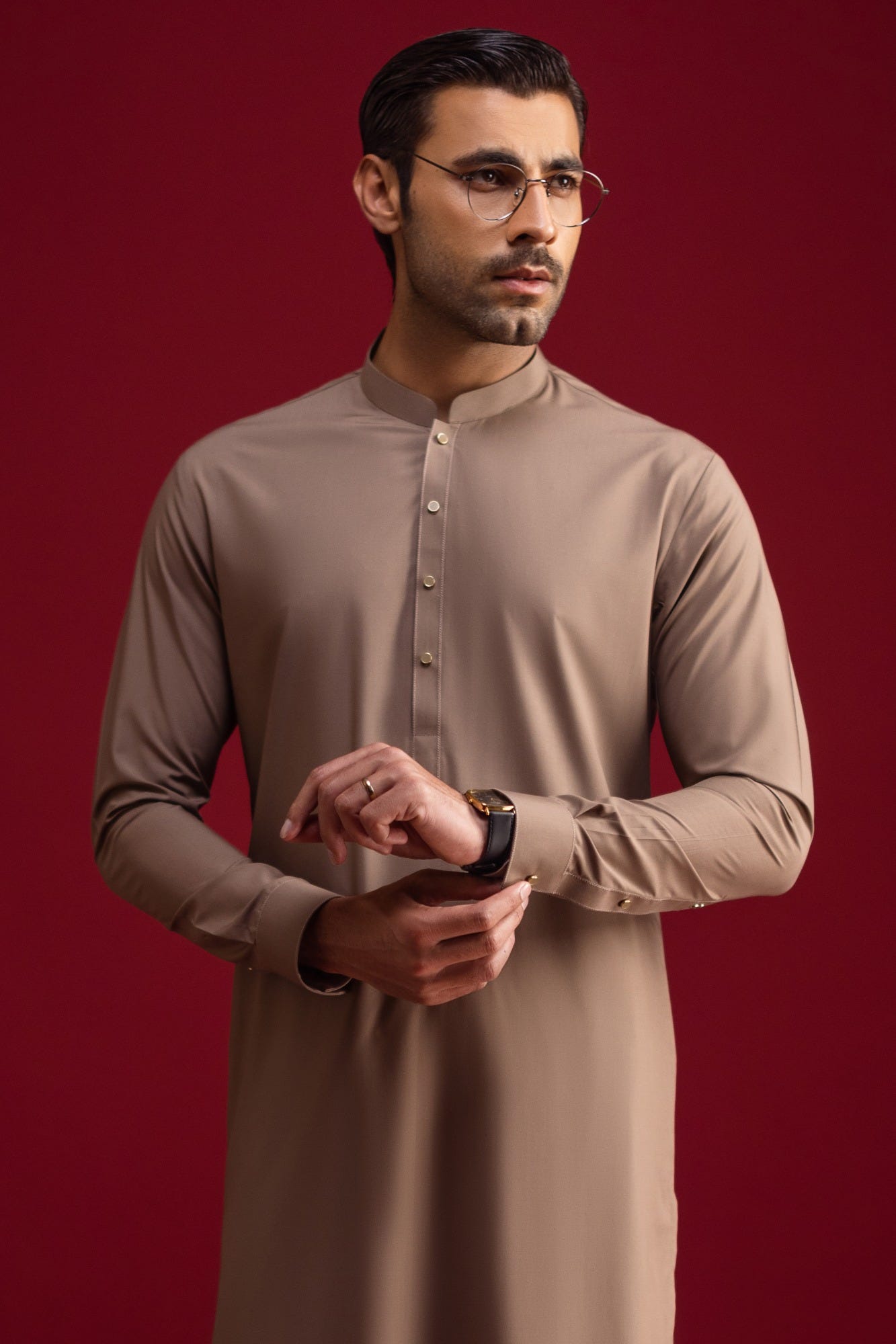 Richmond - Mid Brown Blended Exclusive Kameez Shalwar