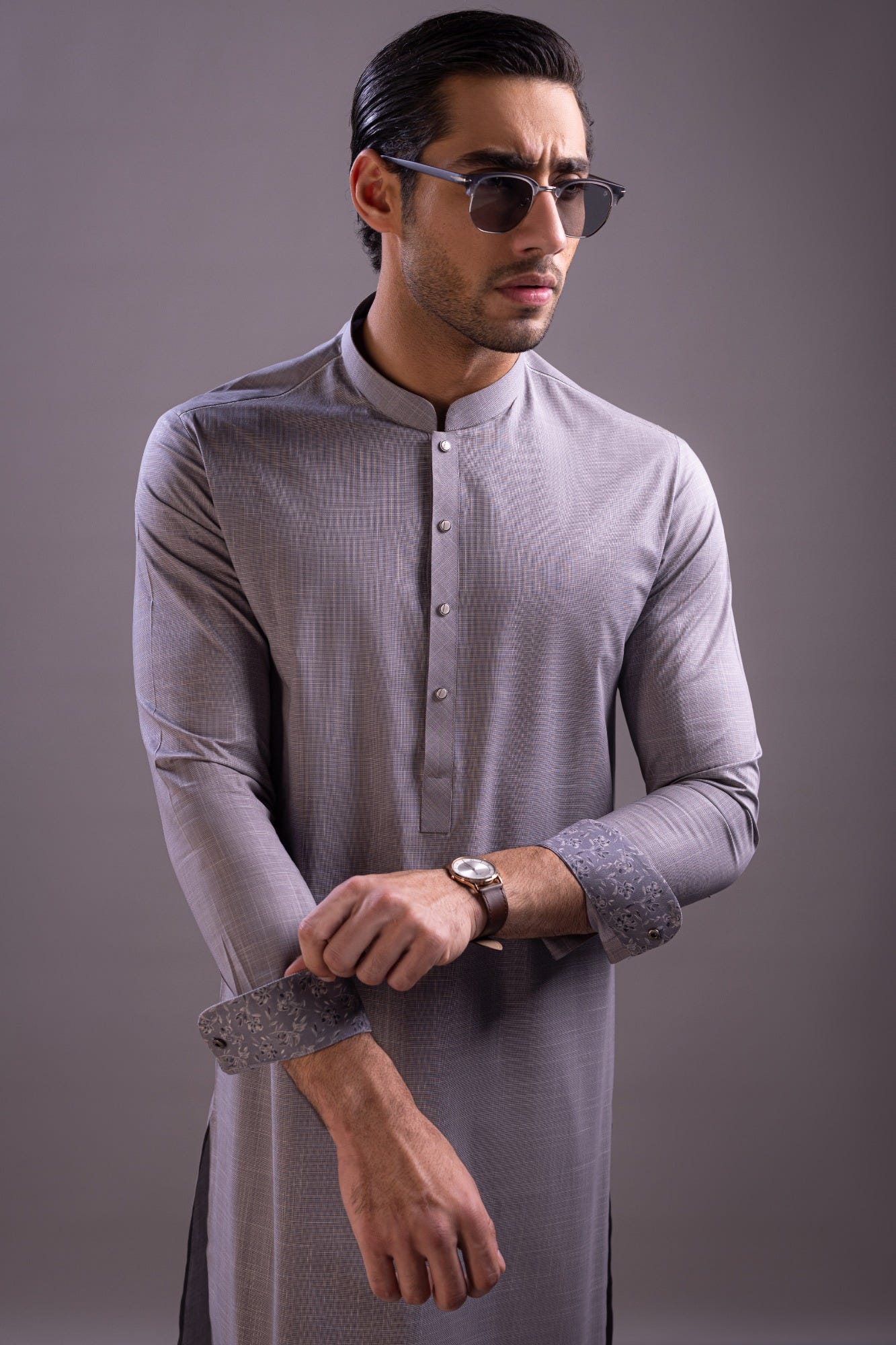 ROMANIA - GREY COTTON KURTA PAJAMA