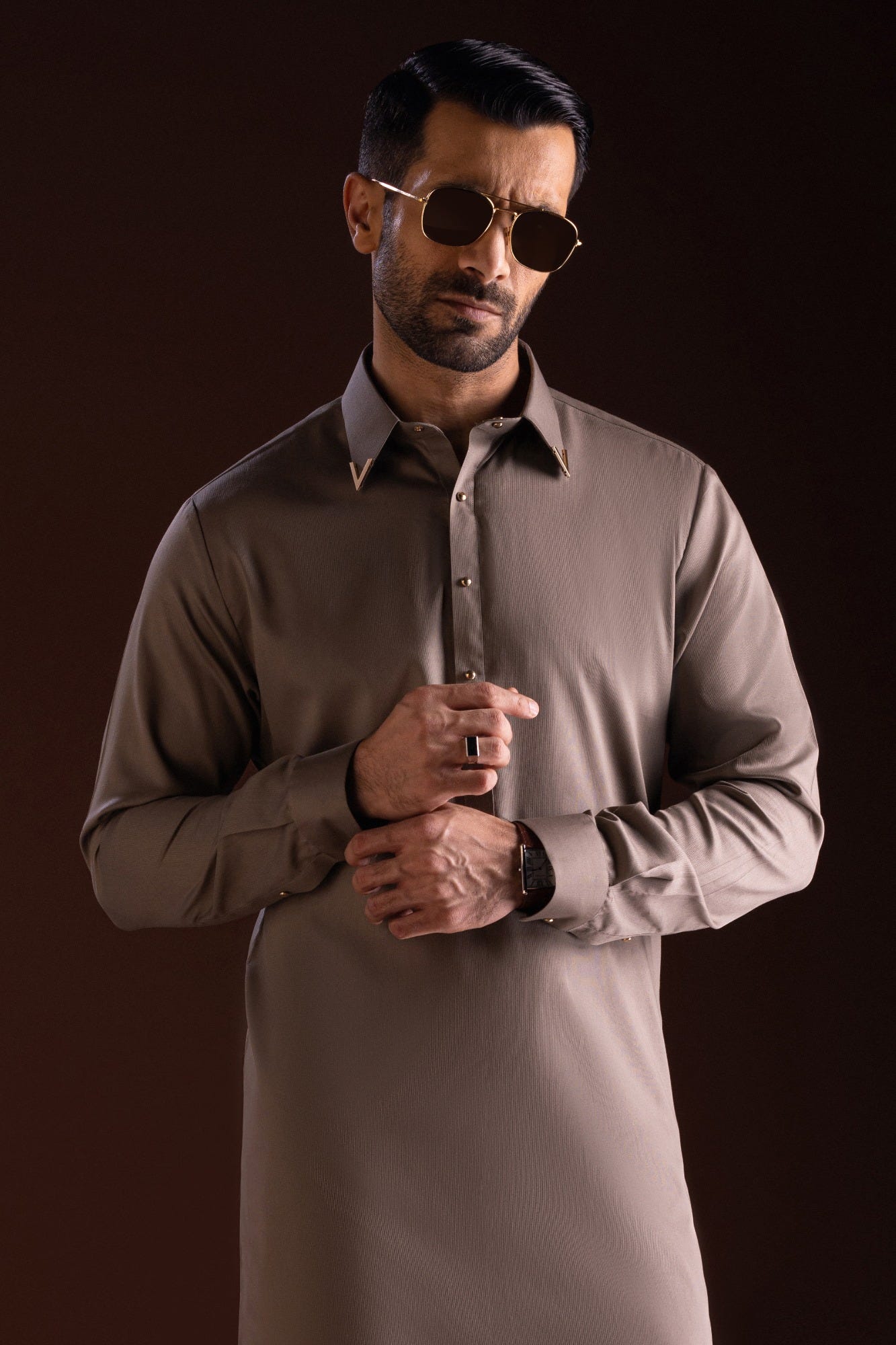 San Marino - Khaki Cotton Kurta Trouser