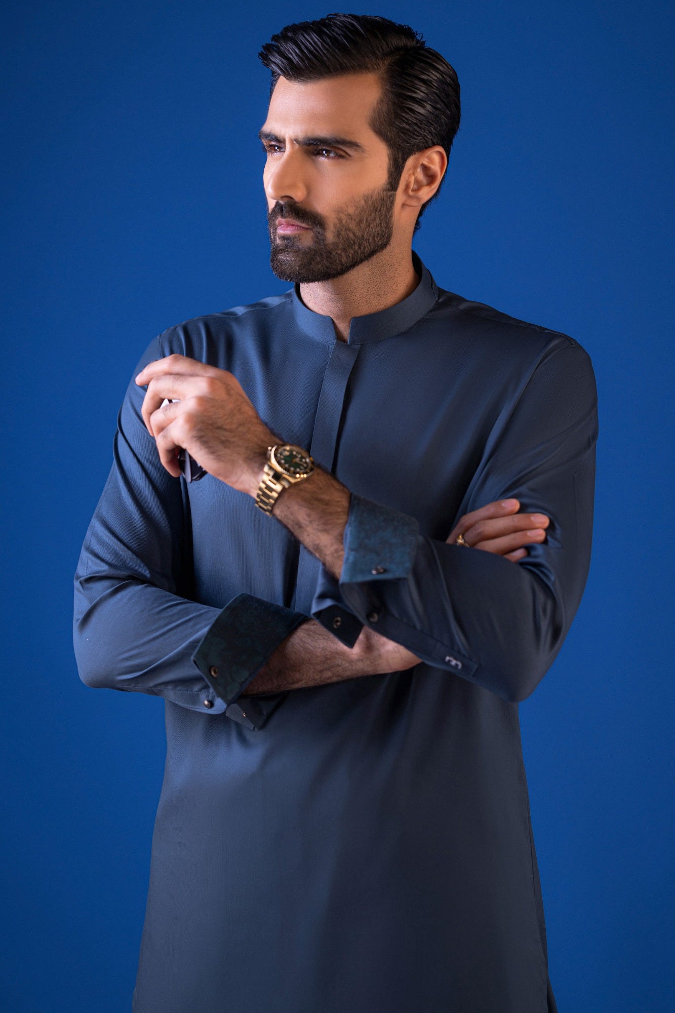 Santa Rosa - Dark Teal Cotton Kameez Shalwar