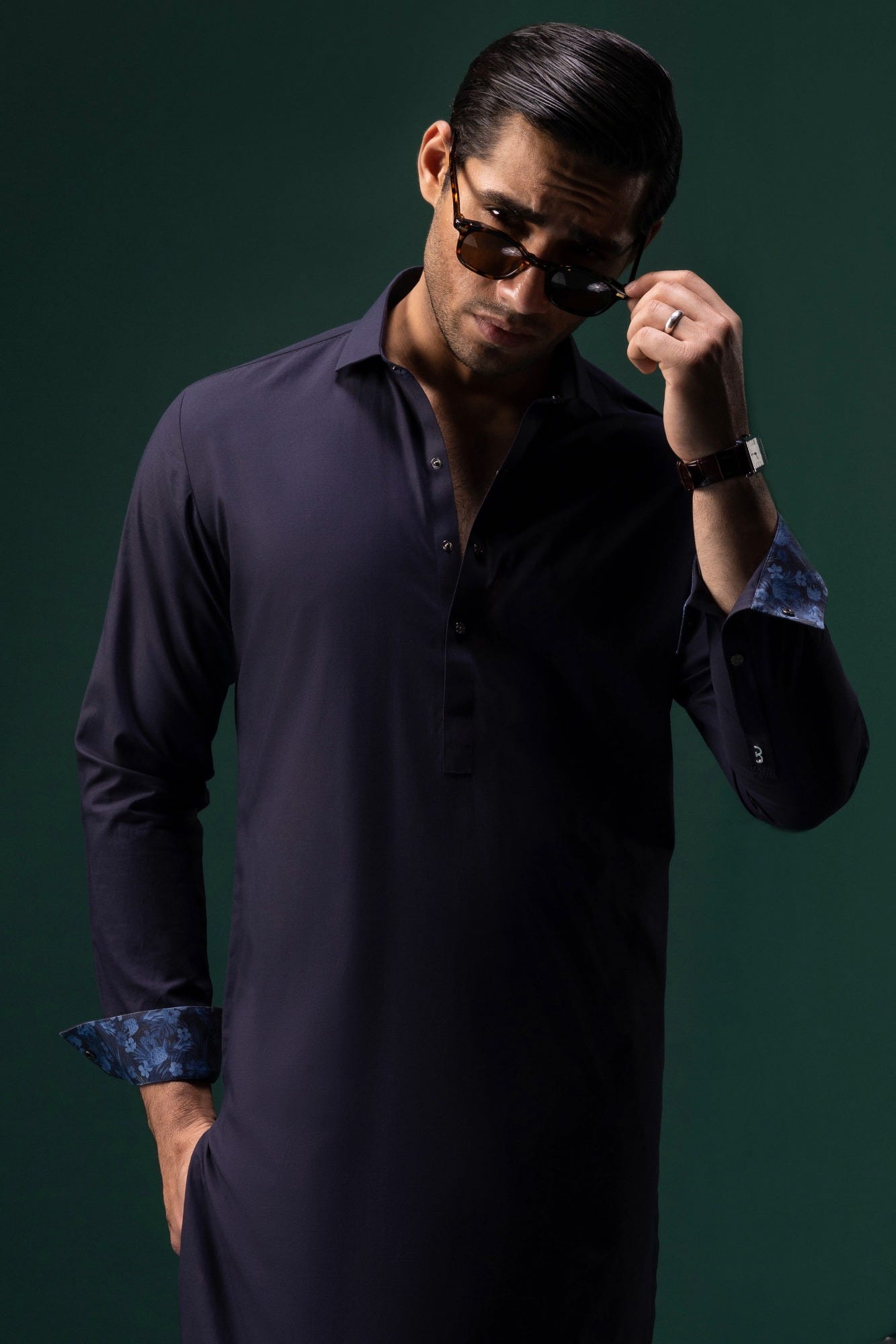Shanghai - Navy Cotton Kurta Trouser
