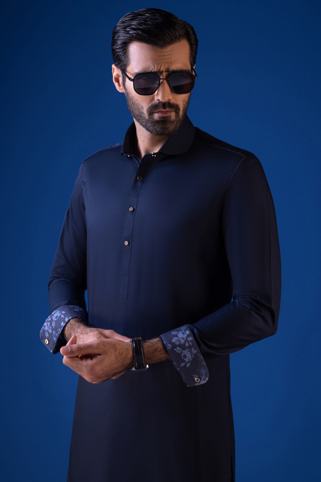 Sinaloa - Navy Cotton Kameez Shalwar