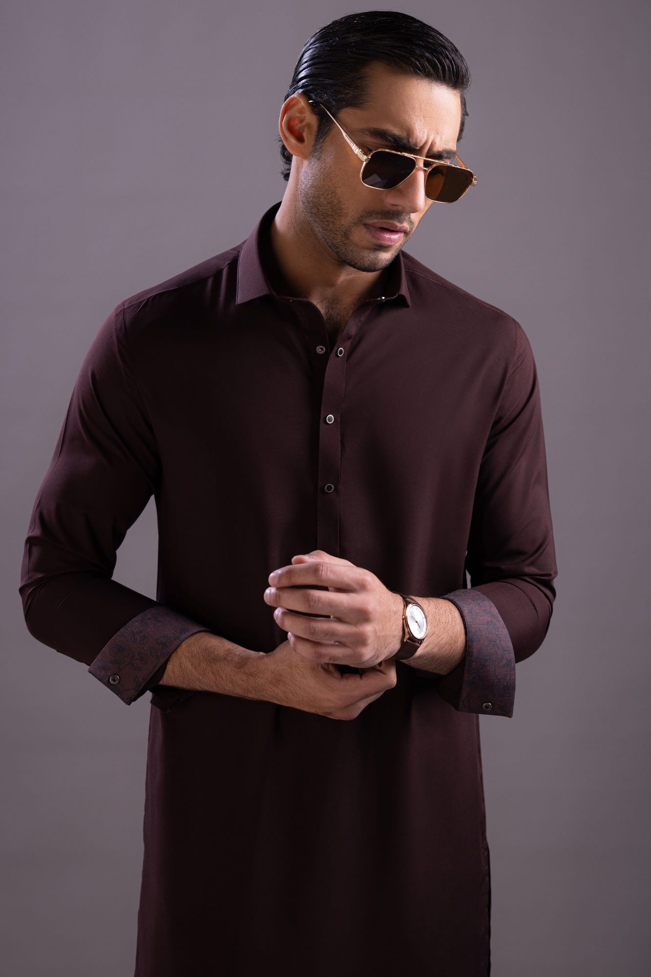Sliven - Burgundy Blended Kameez Shalwar