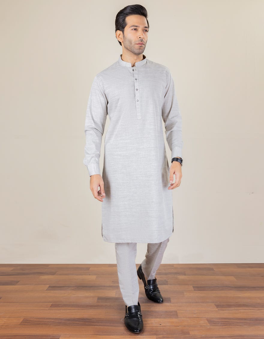 Smoke Grey Blended Unstitched Kameez Shalwar Fabric | Jjms-2183