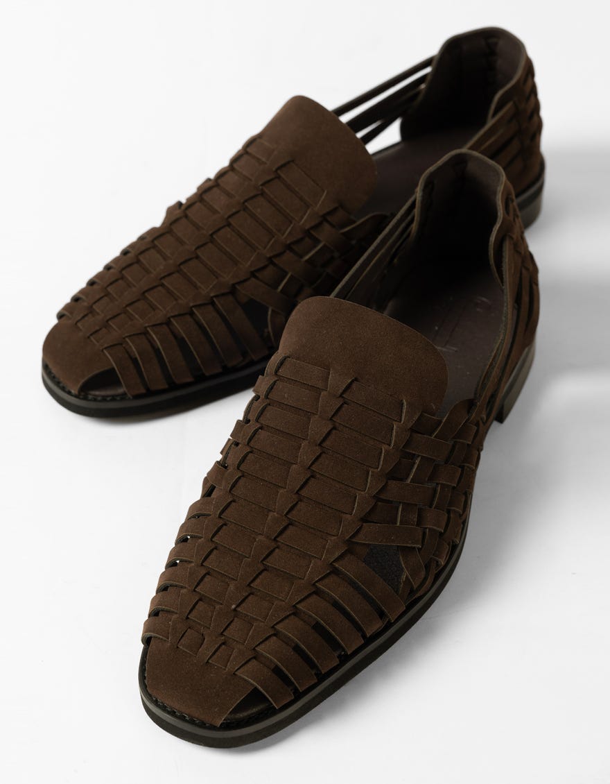 COFFEE SUEDE SANDALS