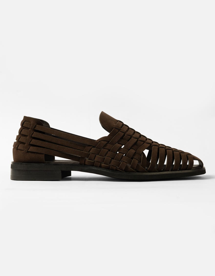COFFEE SUEDE SANDALS