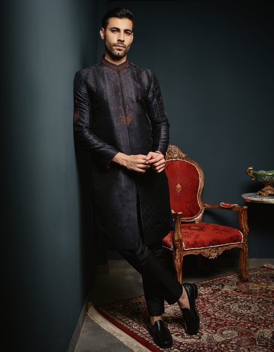 Blue Formal Men's Kurta | Jjk-Sp-45004