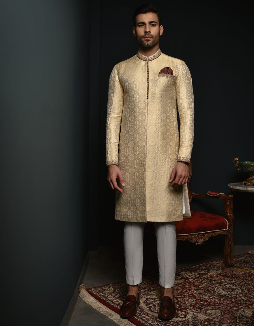 Yellow Formal Men's Kurta | Jjk-Sp-45005