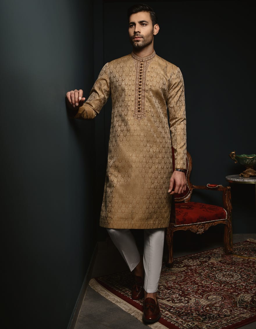 Brown Blended Special Men's Kurta | Jjk-Sp-48001