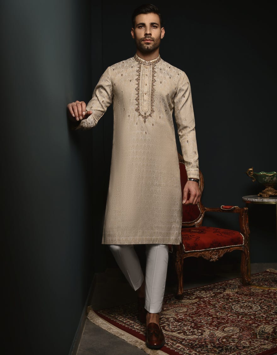 White Formal Men's Kurta | Jjk-Sp-48026