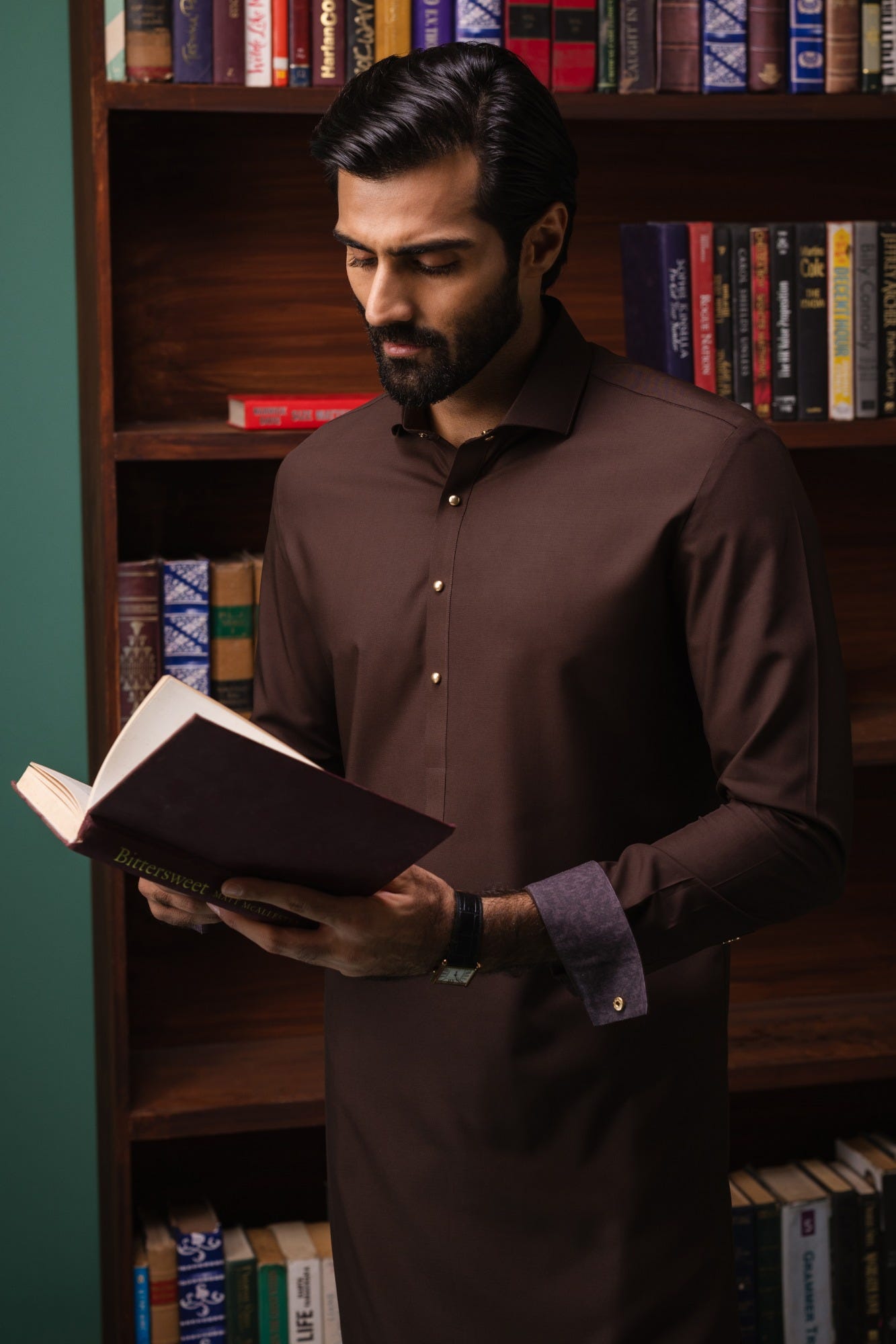 Spain - Coffee Brown Blended Kameez Shalwar