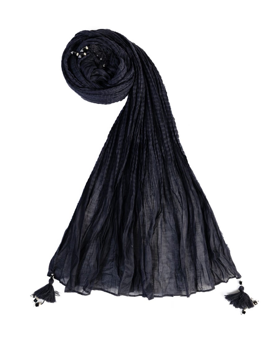 Dark Navy Lawn Stole | Jlst-S-Stl-23-2601