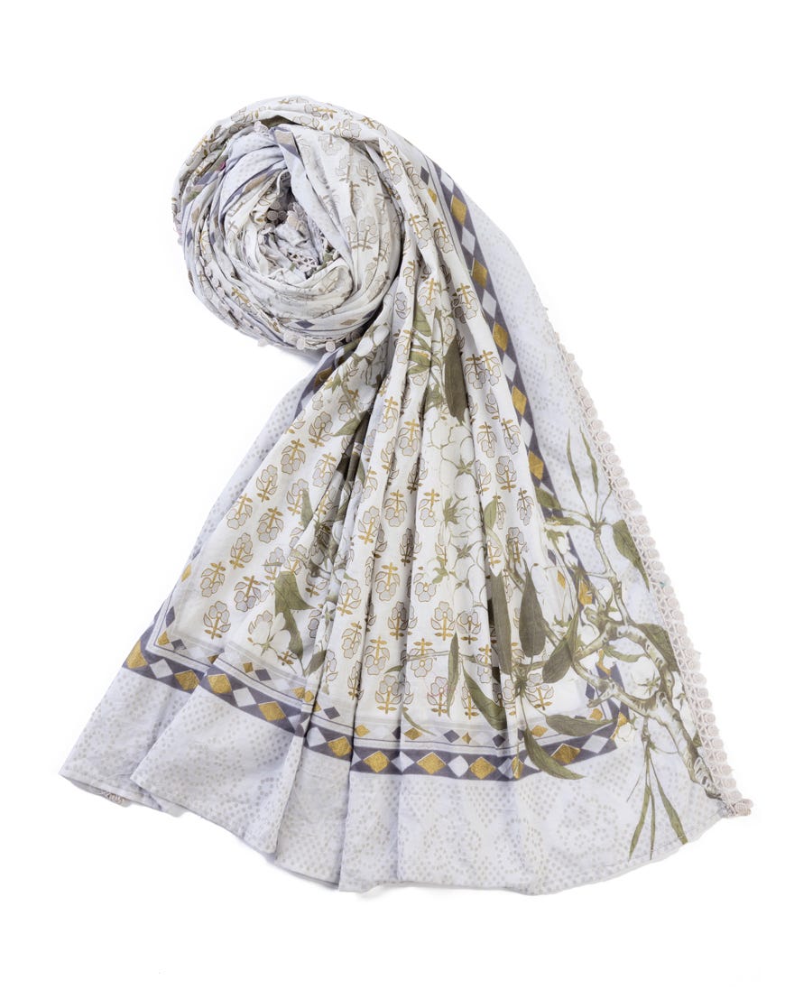 Multicolor Lawn Stole | Jlst-S-Stl-23-2607