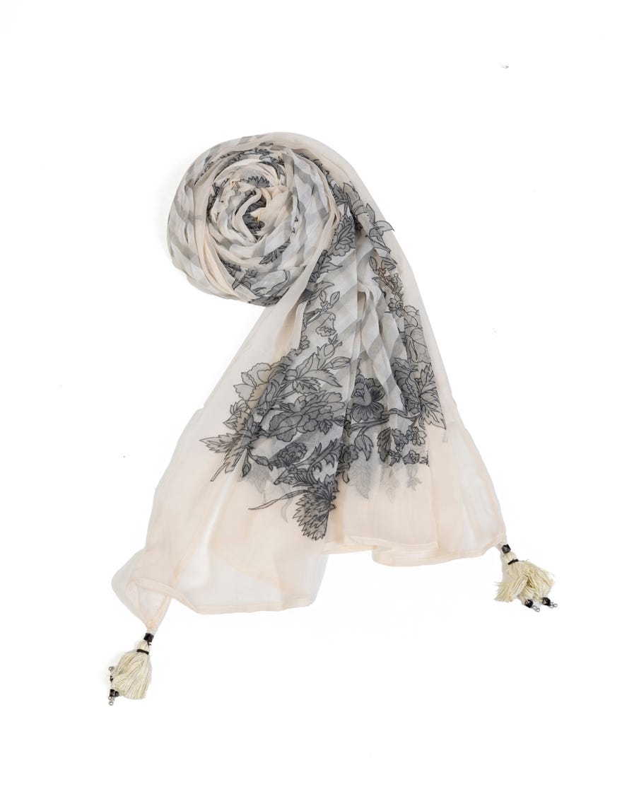 White Chiffon Stole | Jlst-S-Stl-23-2634